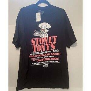 Open 925 Stoney Tony's T-shirt Mens Wake & Bake 420 Weed Stoner XL NOS Y2K Black